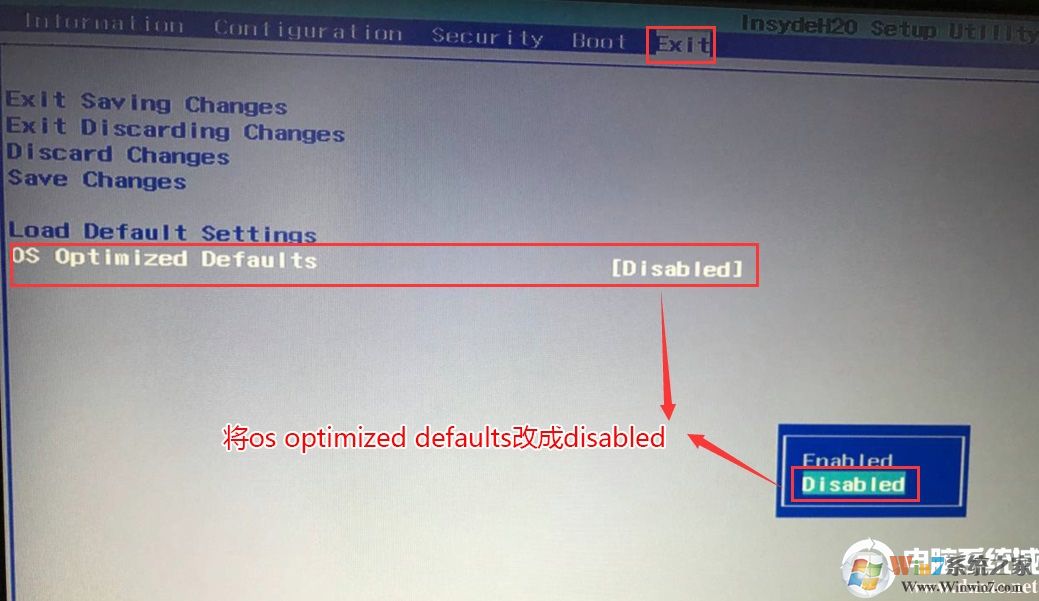 把OS Optimized Defaults設(shè)置為Disabled