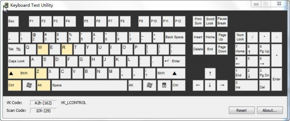 鍵盤(pán)測(cè)試軟件下載_Keyboard Test Utility v1.0.1.0鍵盤(pán)測(cè)試工具（綠色版）