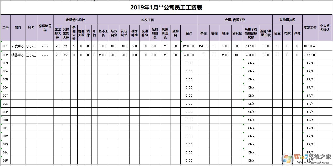 工資條模板下載_工資條模板（含最新個稅預(yù)扣預(yù)繳公式）