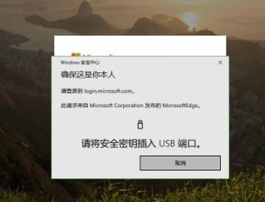 win10 1903使用Edge訪問微軟網(wǎng)站提示：請(qǐng)將安全密鑰插入U(xiǎn)SB端口 的解決方法