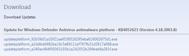 下載KB4052623更新修復Windows Defender無法正常掃描問題
