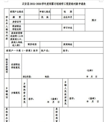 雨露計(jì)劃申請(qǐng)表模板_雨露計(jì)劃電子版申請(qǐng)表