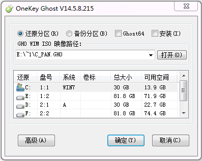 OneKey Ghost一鍵備份還原 14.5.8綠色版