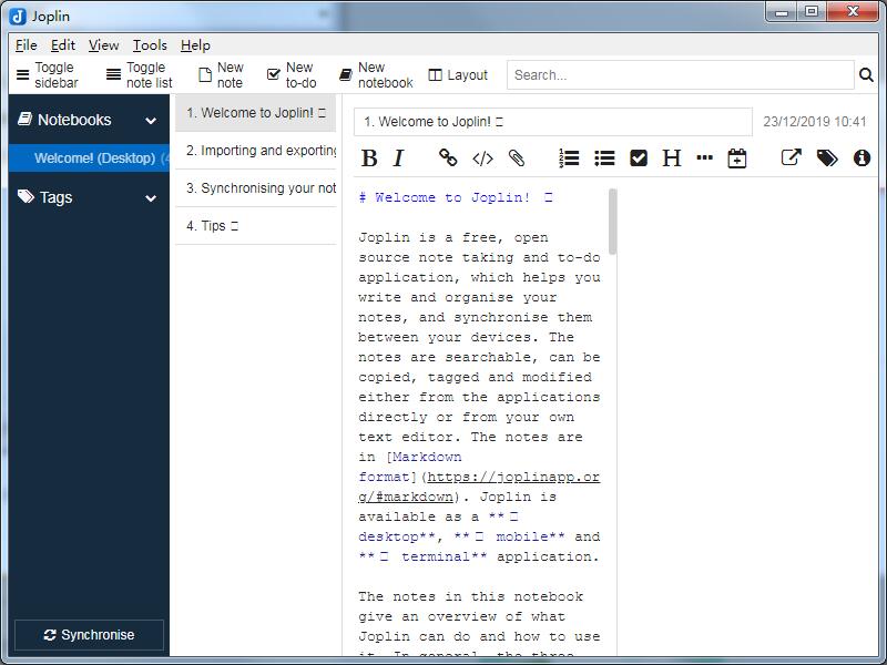 Joplin(桌面云筆記軟件)