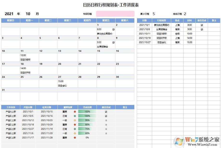 2022年Excel工作進(jìn)度表模板