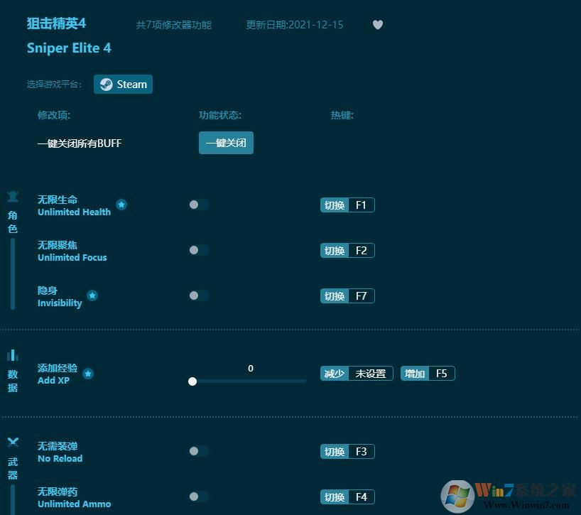 狙擊精英4七項修改器 v2022.21