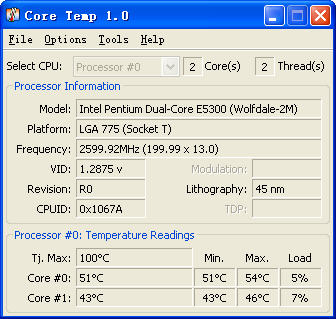 Core Temp(CPU溫度檢測) V1.17綠色漢化版