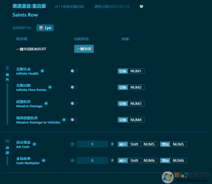 黑道圣徒重啟版十一項(xiàng)修改器 v2023最新版