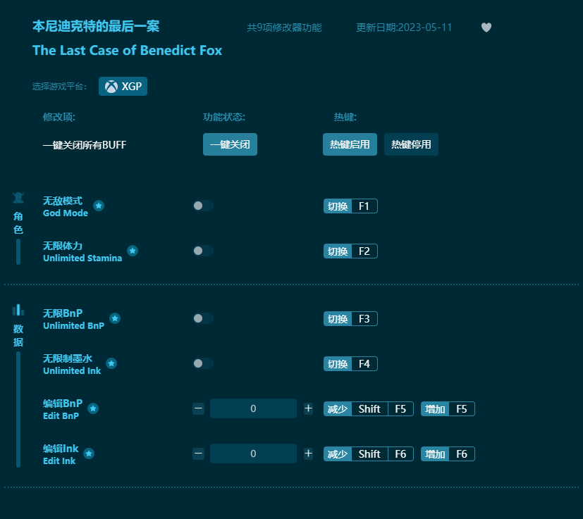 本尼迪克特福克斯的最后一案九項(xiàng)修改器 v2023最新版