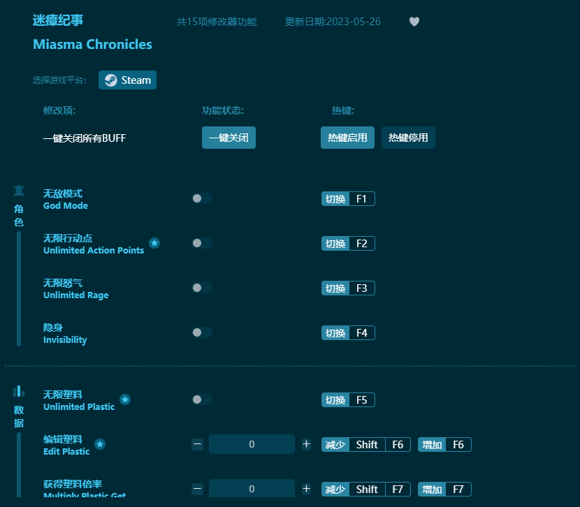 迷瘴紀(jì)事十五項修改器 v2023最新版