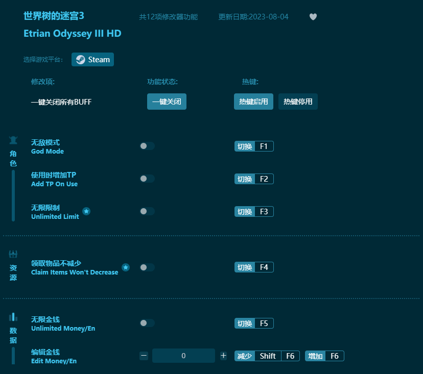 世界樹的迷宮3十二項(xiàng)修改器 v2023最新版